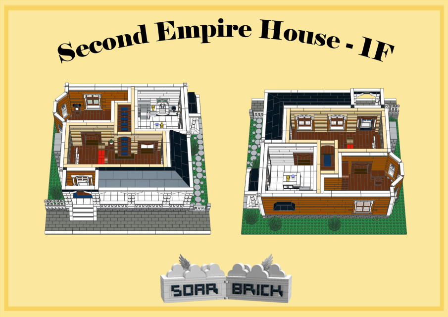 Custom instruction Second Empire House consisting of LEGO elements 